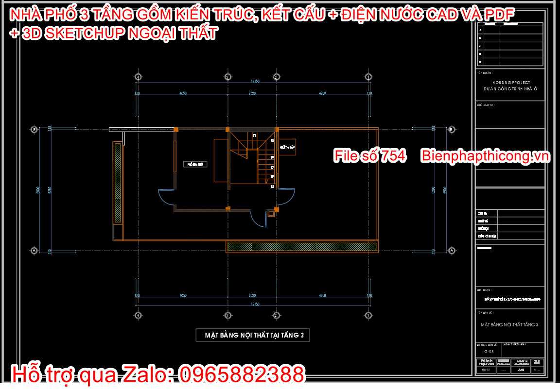 Download bản vẽ nhà phố 3 tầng full đẹp.