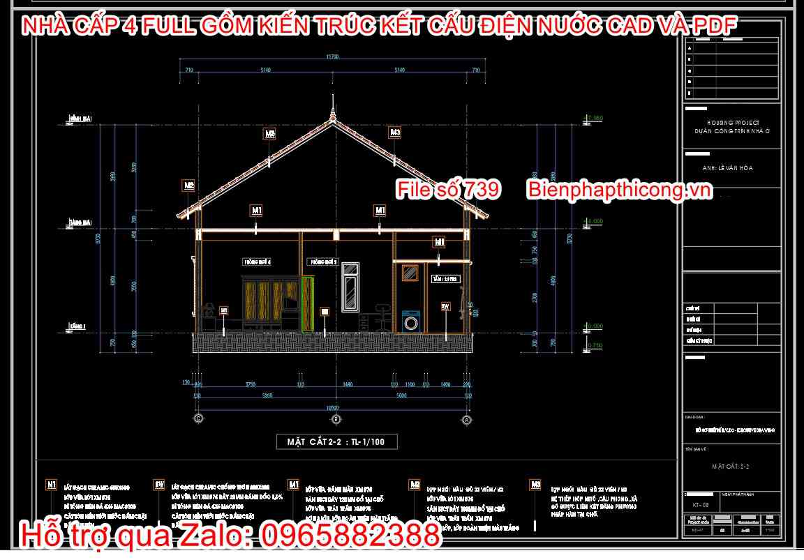 Mẫu bản vẽ nhà cấp 4 4 ngủ 150m2 dưới 1 tỷ.