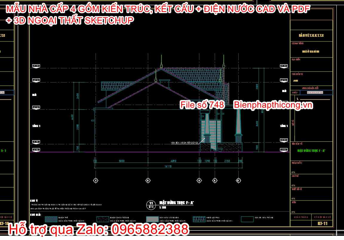 Mẫu bản vẽ nhà cấp 4 full kiến trúc kết cấu điện nước.