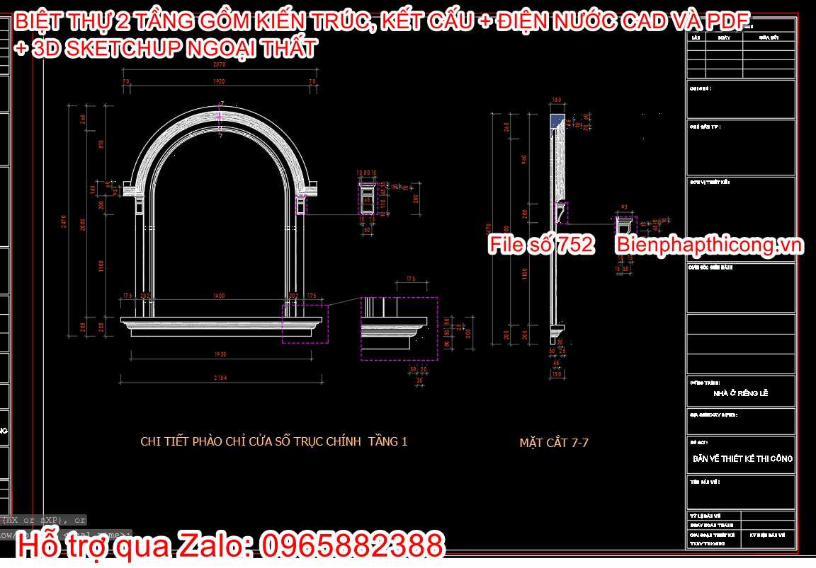 Bản vẽ thiết kế biệt thự kiến trúc kết cấu điện nước.