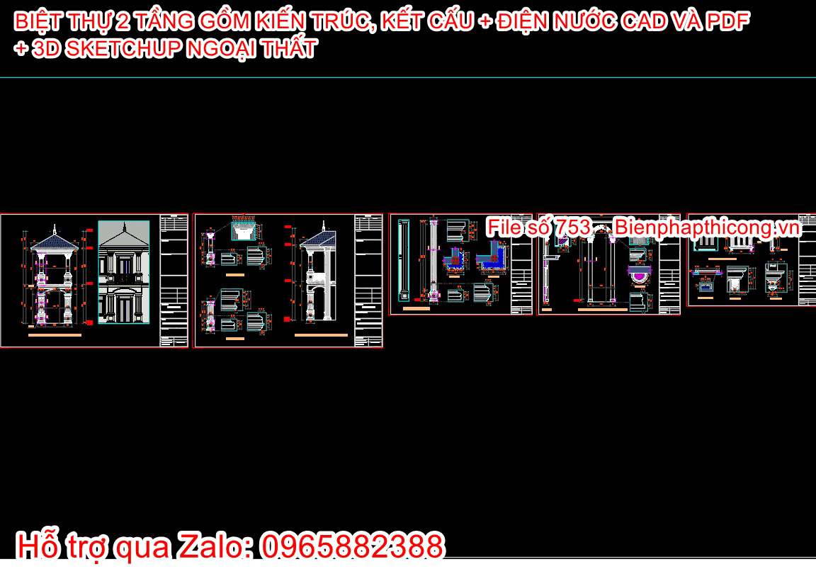 Bản vẽ thiết kế chi tiết tân cổ điển đẹp.