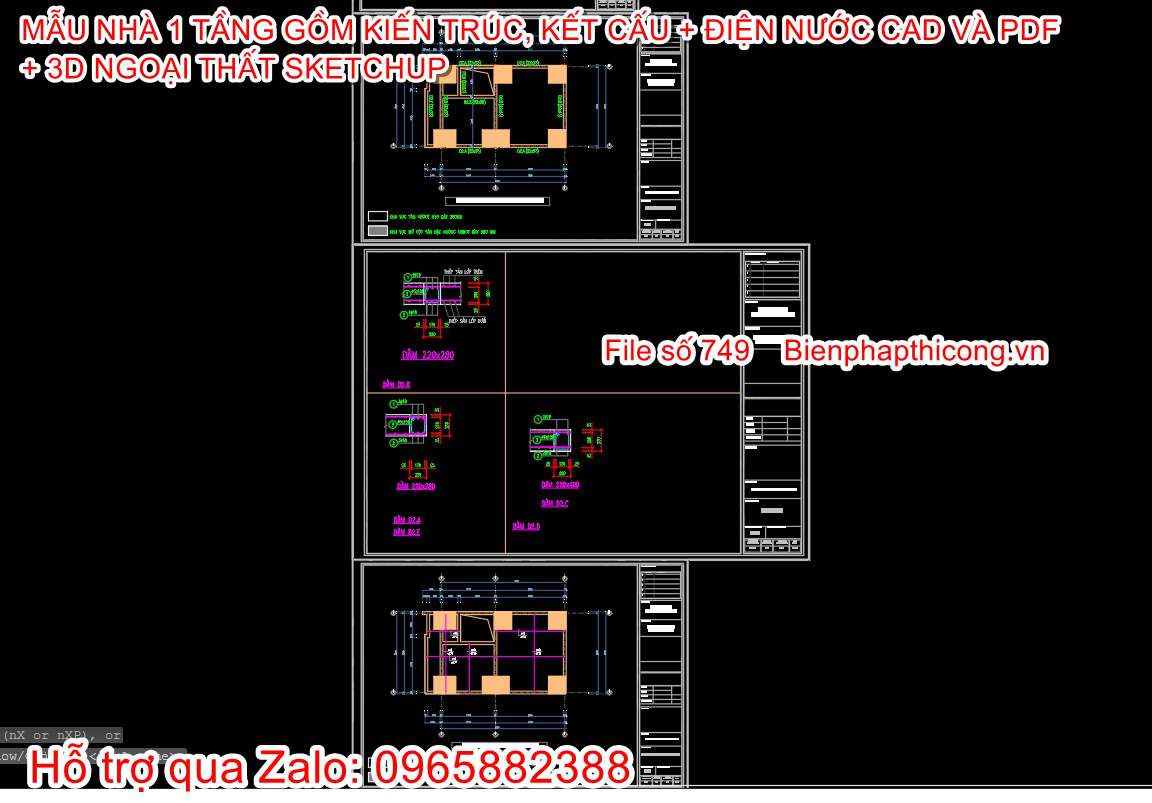 Bản vẽ thiết kế dầm sàn nhà cấp 4 1 ngủ đẹp.