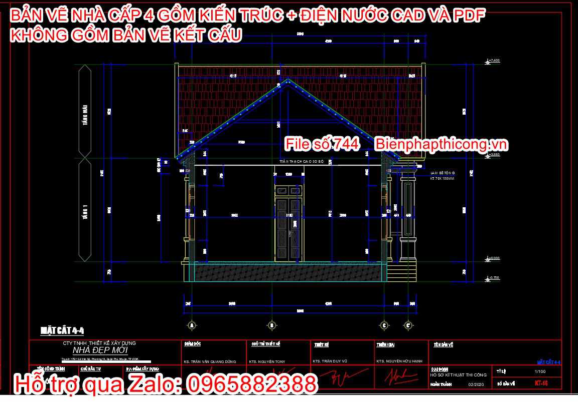 File thiết kế nhà cấp 4 3 ngủ 110m2 đẹp.