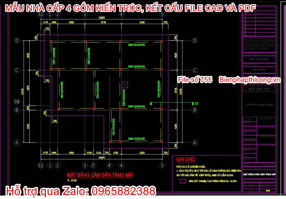 Mẫu bản vẽ thiết kế nhà cấp 4 mái nhật 150m2 chữ L.