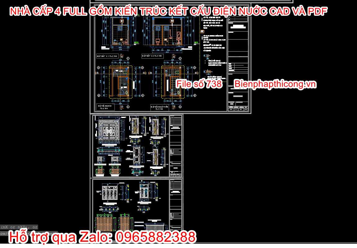 Bản vẽ kiến trúc nhà cấp 4 full đẹp.