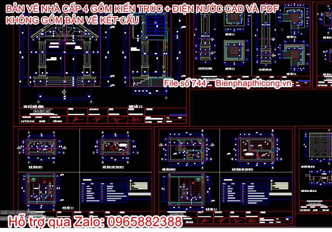 Bản vẽ thiết kế chi tiết nhà cấp 4 3 ngủ 110m2.