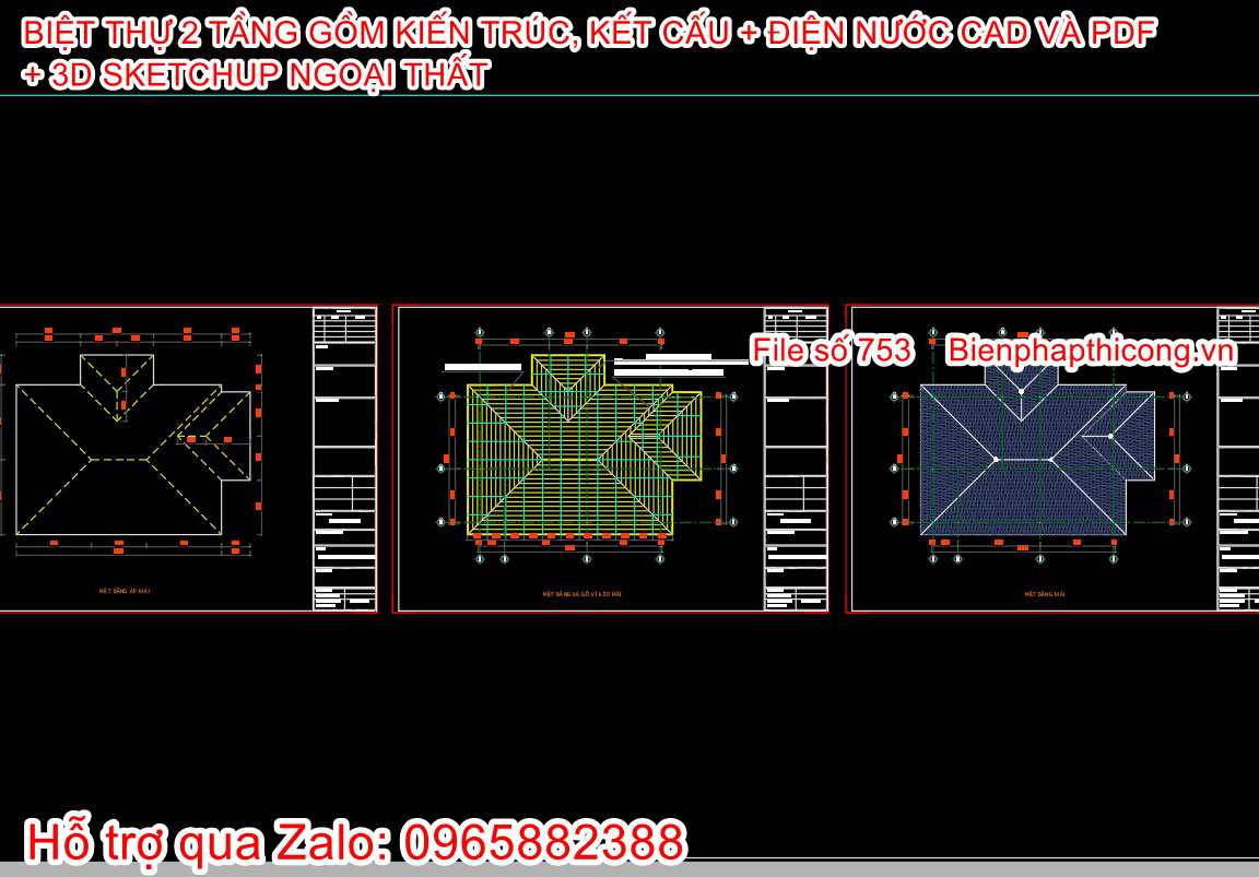 Bản vẽ thiết kế xà gồ mái biệt thự 2 tầng tân cổ 8,4m.