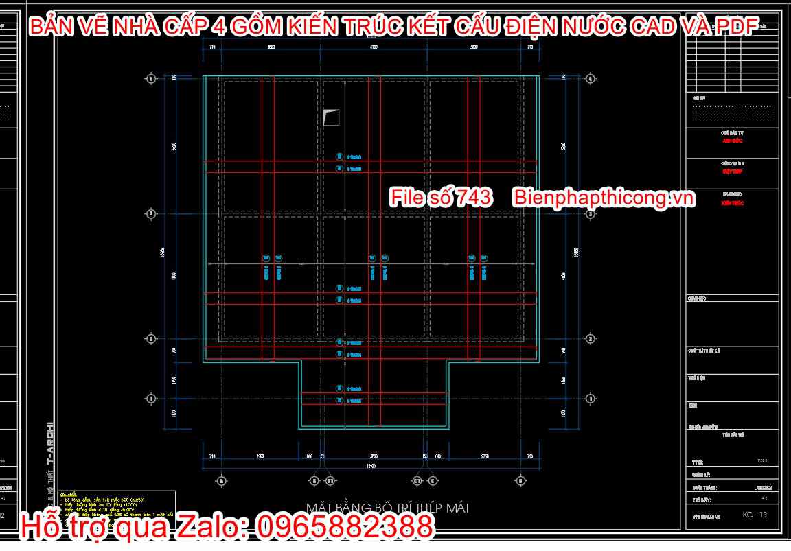 File autocad kết cấu nhà cấp 4 đẹp.