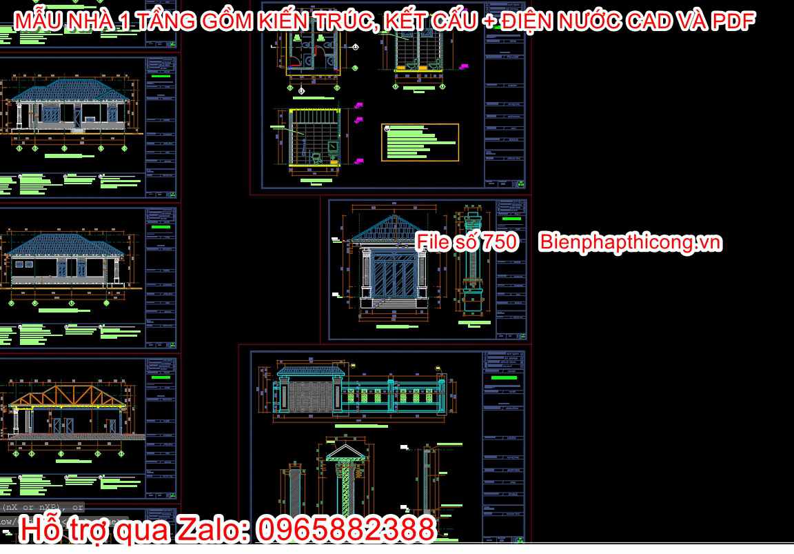 Thiết kế chi tiết full cad nhà cấp 4.