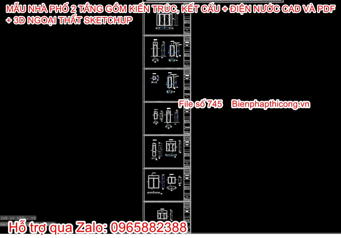 Download bản vẽ cửa nhà phố ngang 8,5m.