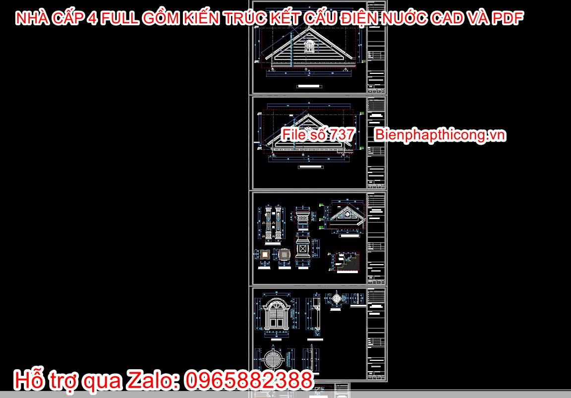 File thiết kế chi tiết tân cổ nhà cấp 4 đẹp.