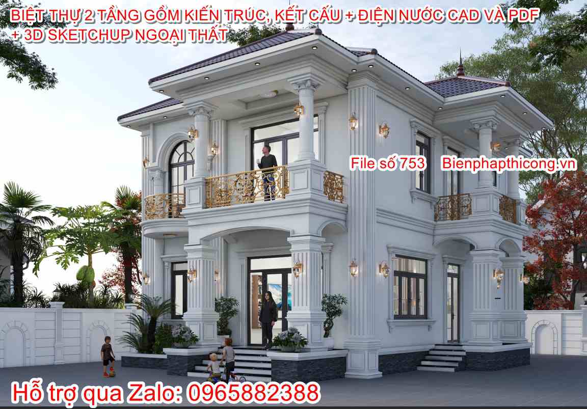 Hstk biệt thự 2 tầng mái nhật 8,4m x 12m 4 ngủ 100m2.