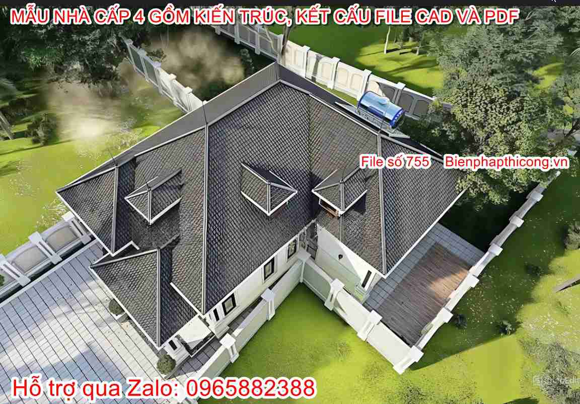 Tải bản vẽ nhà cấp 4 13m x 14,5m kiến trúc kết cấu.