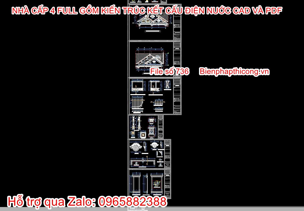 Bản vẽ thiết kế chi tiết nhà cấp 4 cad đẹp.