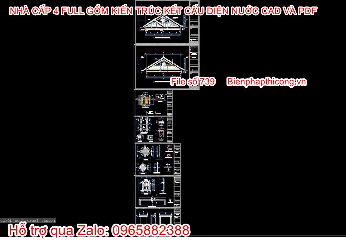 Bản vẽ thiết kế chi tiết tân cổ nhà cấp 4 4 ngủ.