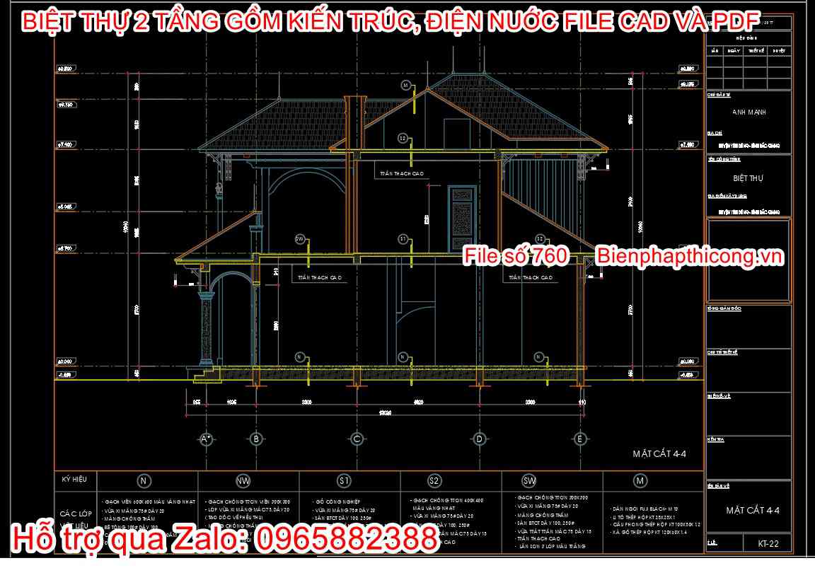 Tải bản vẽ biệt thự 2 tầng địa trung hải cad đẹp.