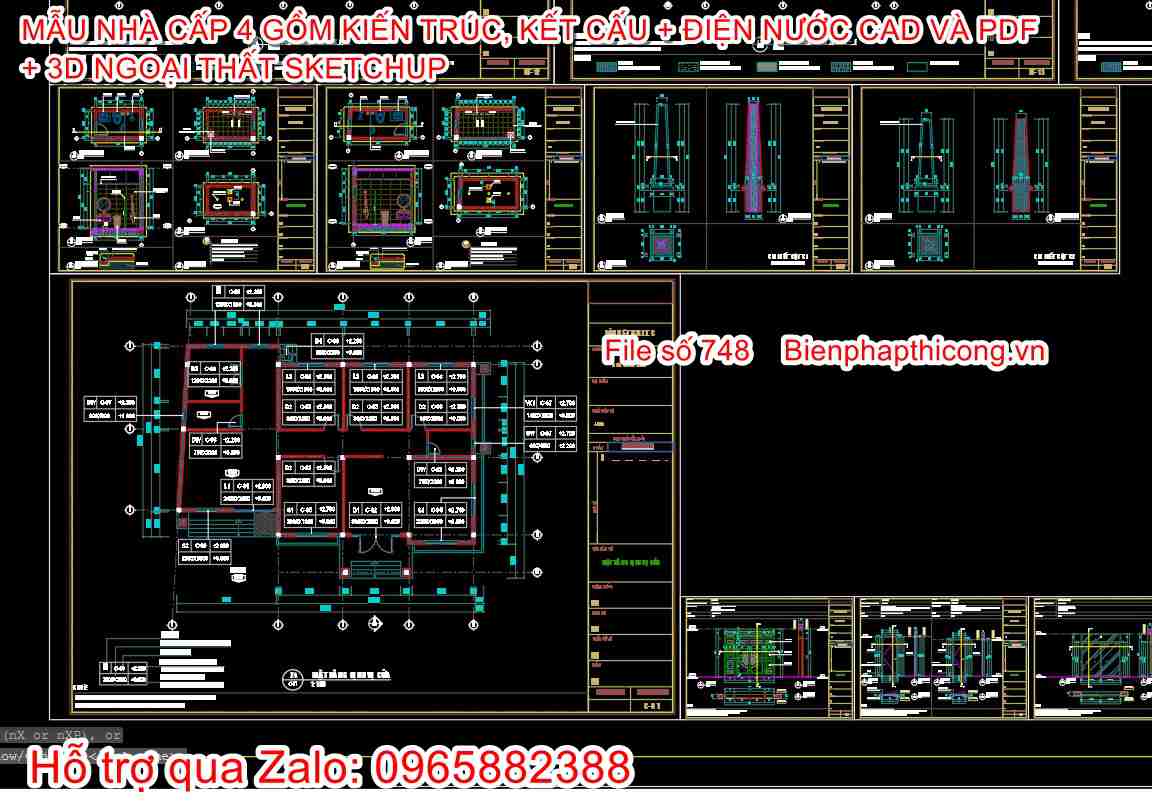 Bản vẽ nhà 1 tầng mái thái 18m x 13m.