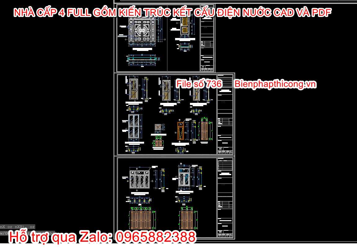 Bản vẽ thiết kế cửa nhà cấp 4 đẹp.