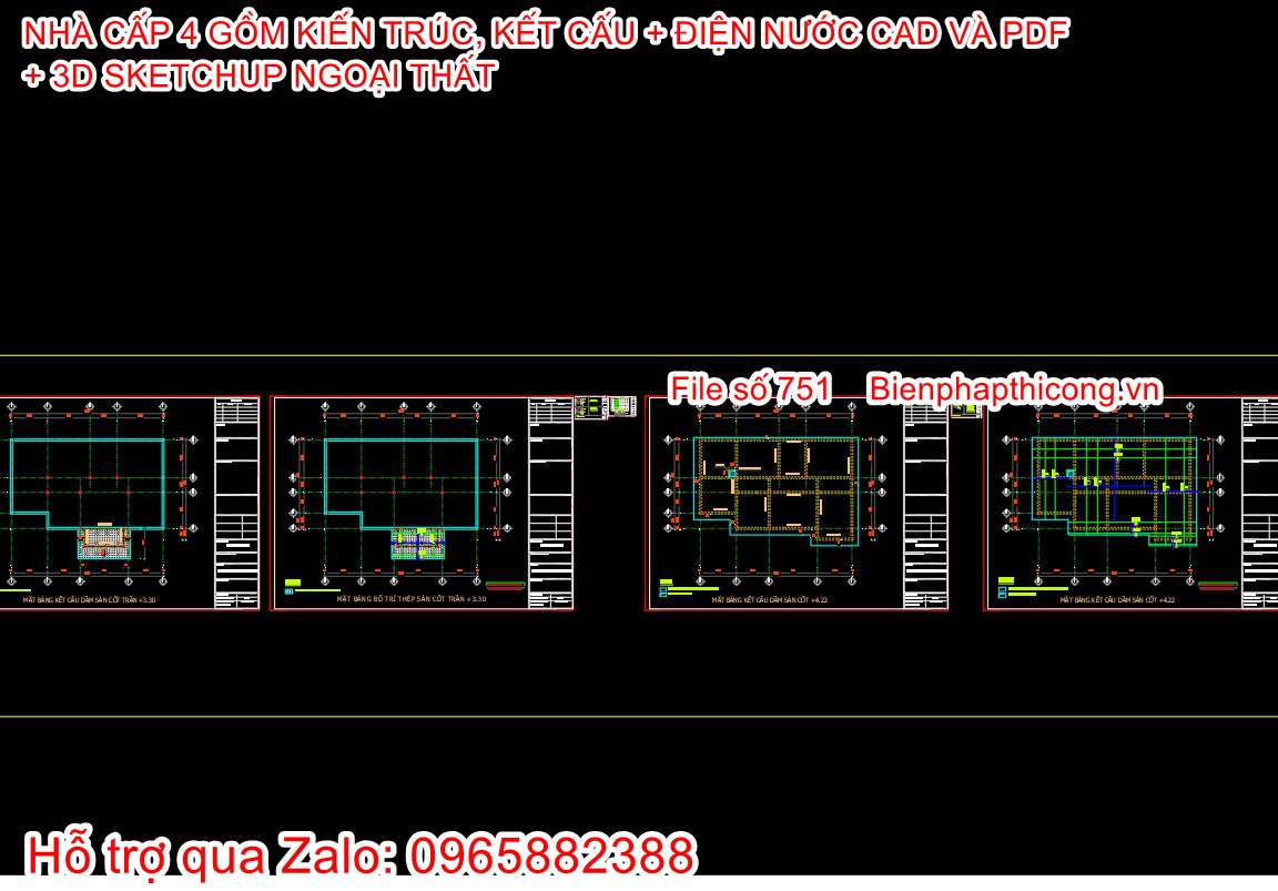 Tải bản vẽ cad nhà cấp 4 full cad.