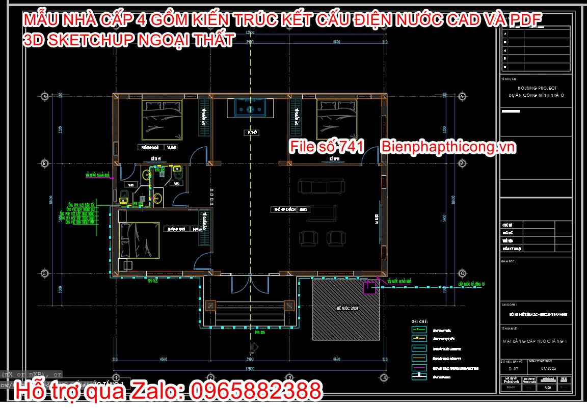 Bản vẽ thiết kế cấp thoát nước nhà cấp 4 đẹp.