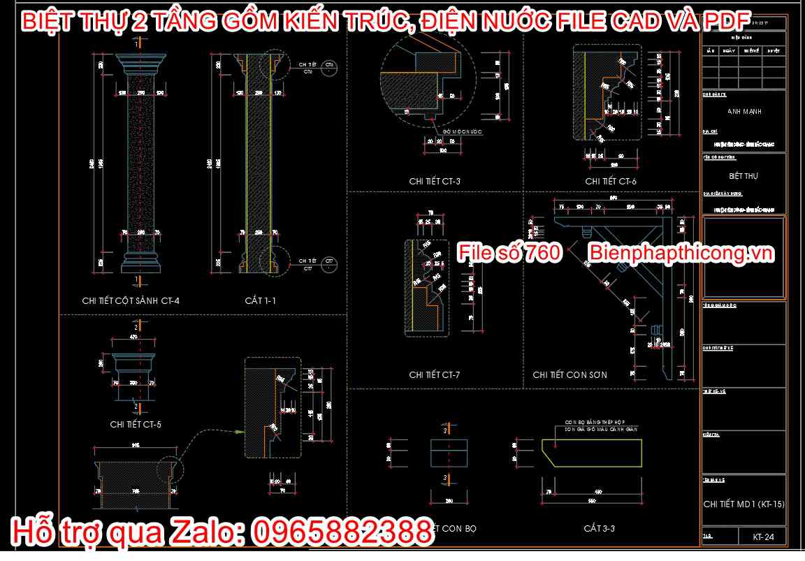 Bản vẽ thiết kế chi tiết biệt thự 2 tầng địa trung hải đẹp.