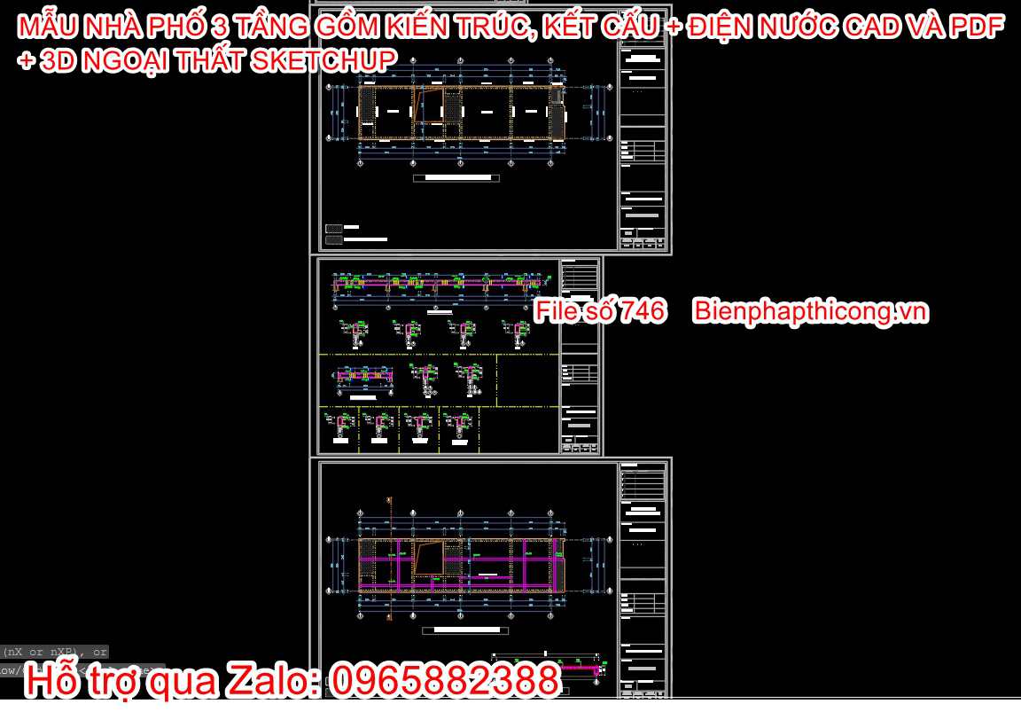Bản vẽ thiết kế dầm sàn nhà ống 3 tầng 5m x 18m.