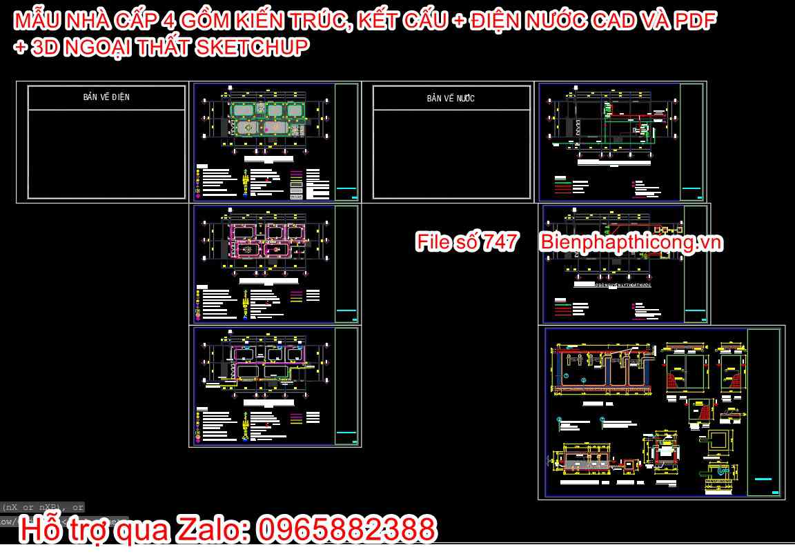 File thiết kế điện nước nhà cấp 4 đẹp.