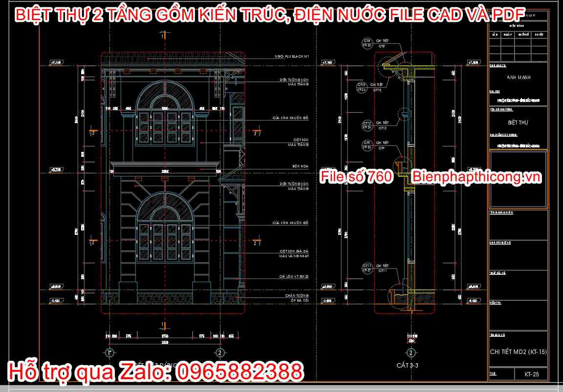 Bản vẽ biệt thự địa trung hải cad đẹp.