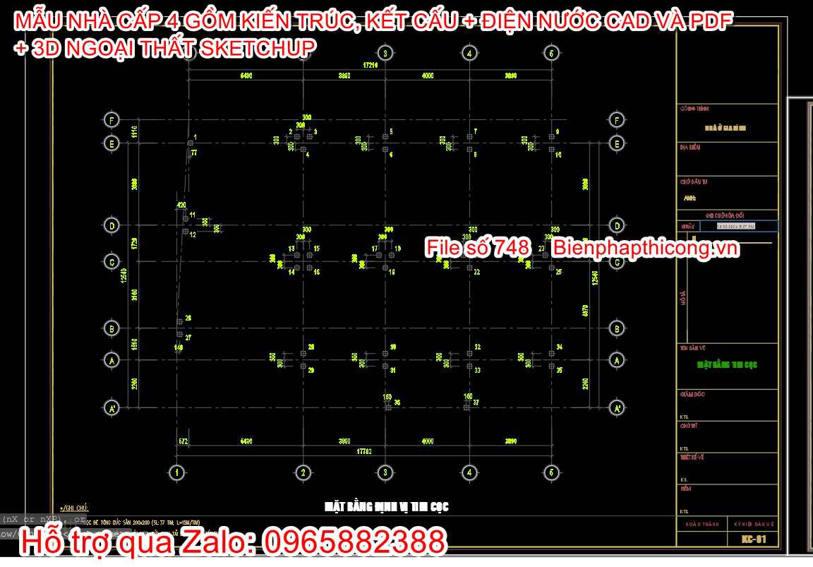 Bản vẽ thiết kế cọc ép bê tông nhà cấp 4.
