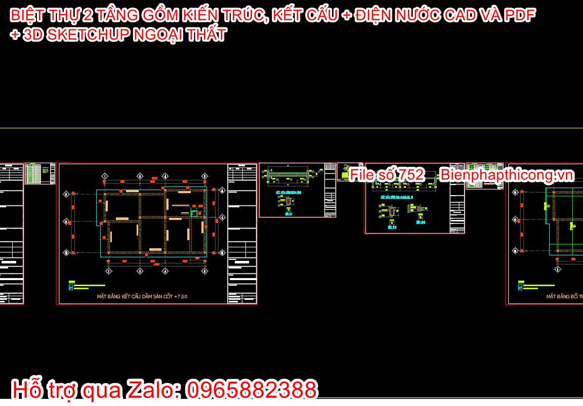 Bản vẽ biệt thự 2 tầng cấp phép xây dựng 8,2m x 13m.