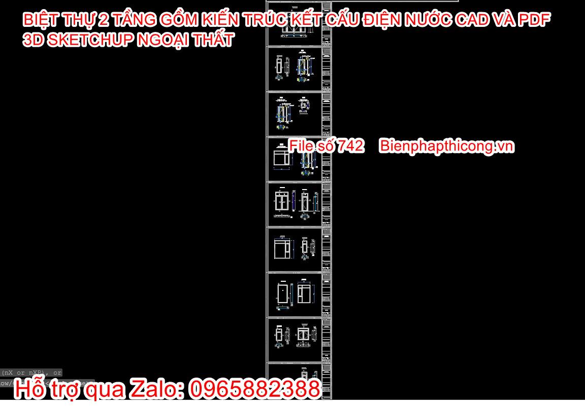 Bản vẽ thiết kế cửa nhà 2 tầng rộng 120m2.