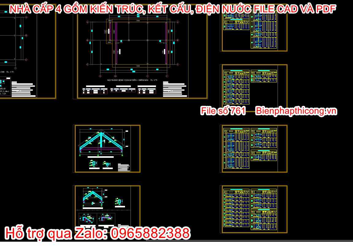 File dwg nhà cấp 4 2 ngủ 7m x 11,5m.