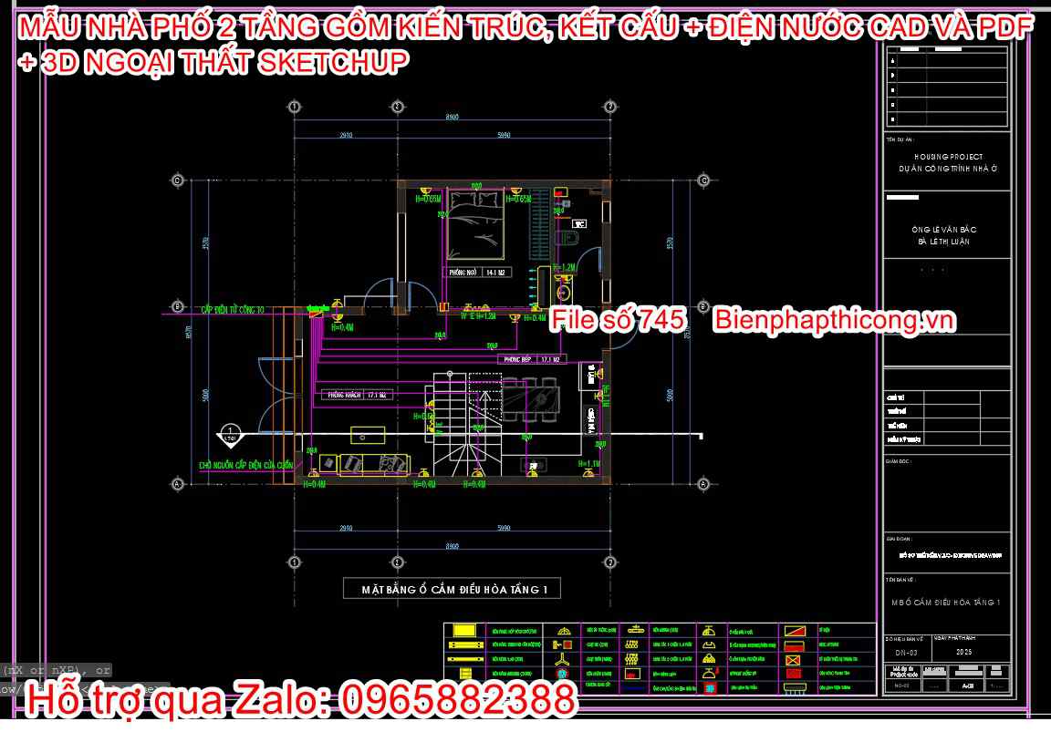 Tải bản vẽ nhà phố full kiến trúc kết cấu điện nước.