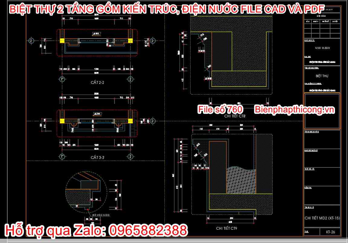 Thiết kế chi tiết biệt thự 2 tầng địa trung hải đẹp.