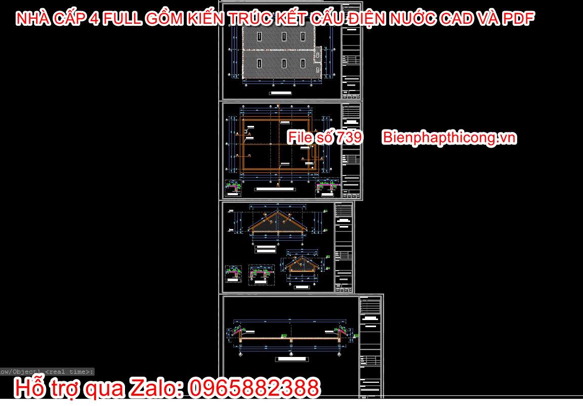 Bản vẽ thiết kế kết cấu mái nhà cấp 4.