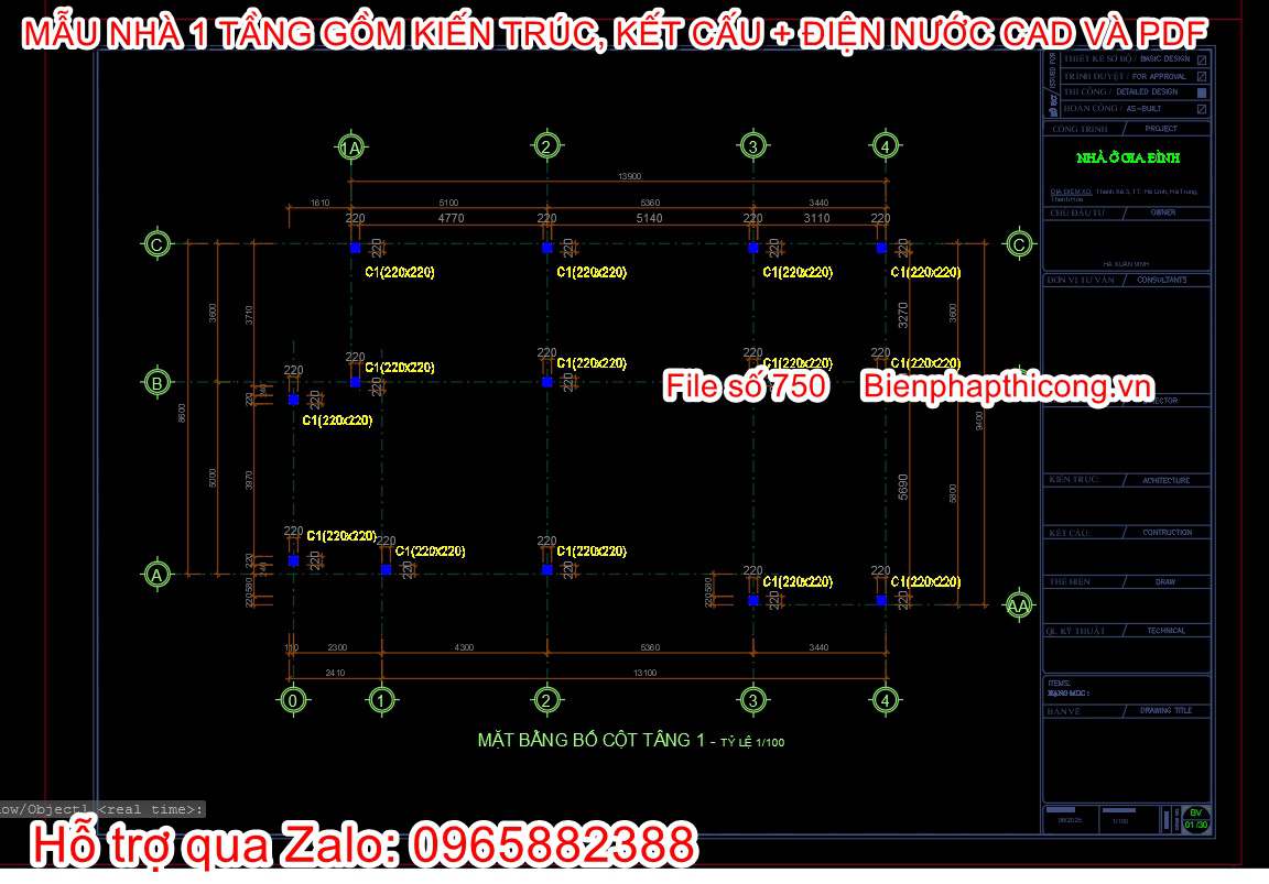 Bản vẽ thiết kế thép sàn nhà cấp 4 1 tầng đẹp.
