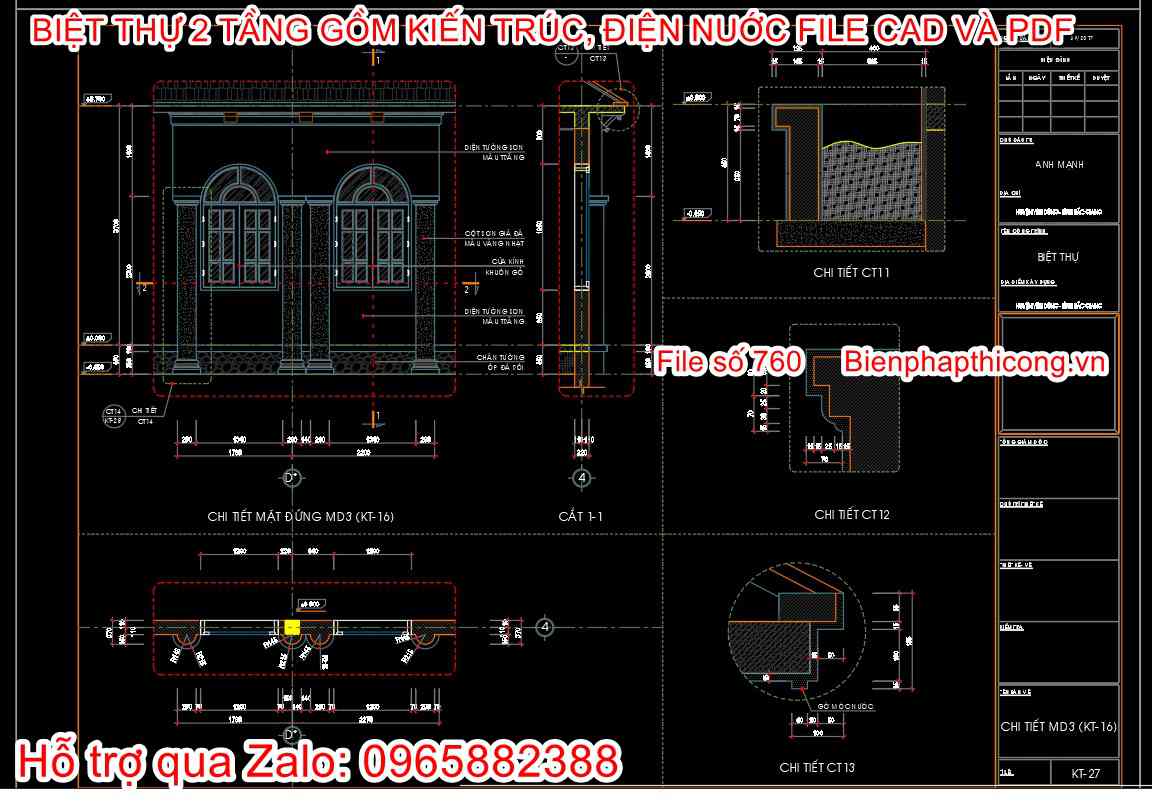 Thiết kế chi tiết biệt thự địa trung hải rộng 15m x 12m.