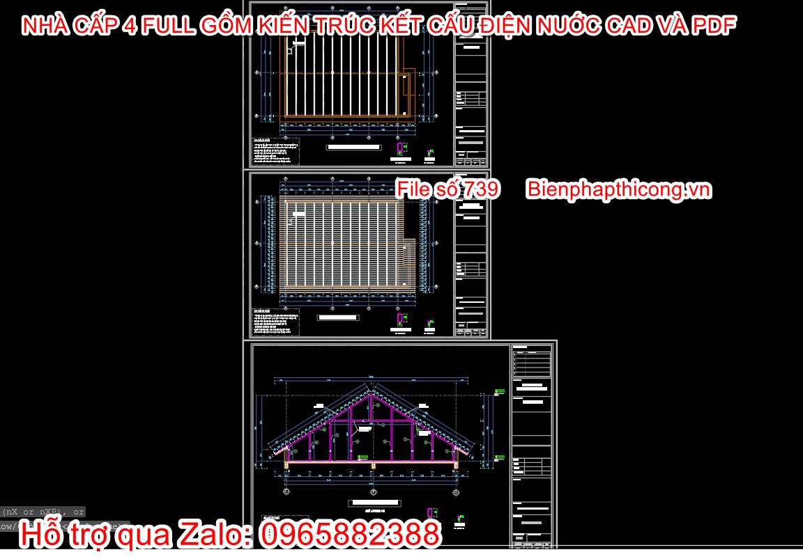 Tải bản vẽ cad nhà cấp 4 đẹp.