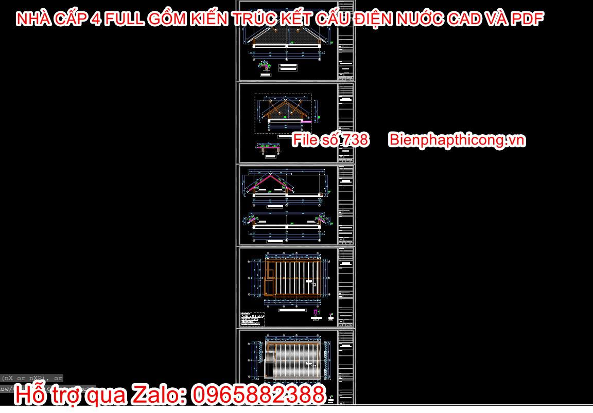 Bản vẽ kết cấu mái nhà cấp 4 đẹp.