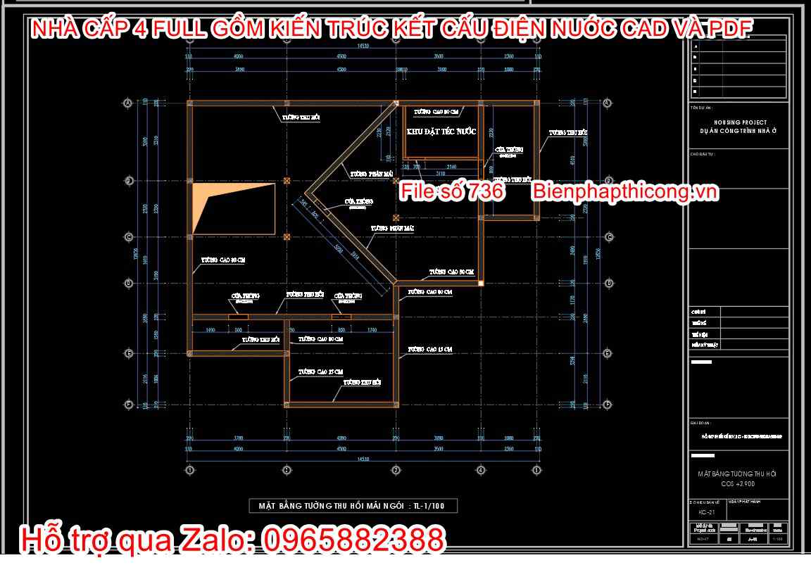 Bản vẽ thiết kế chi tiết mái nhà cấp 4.