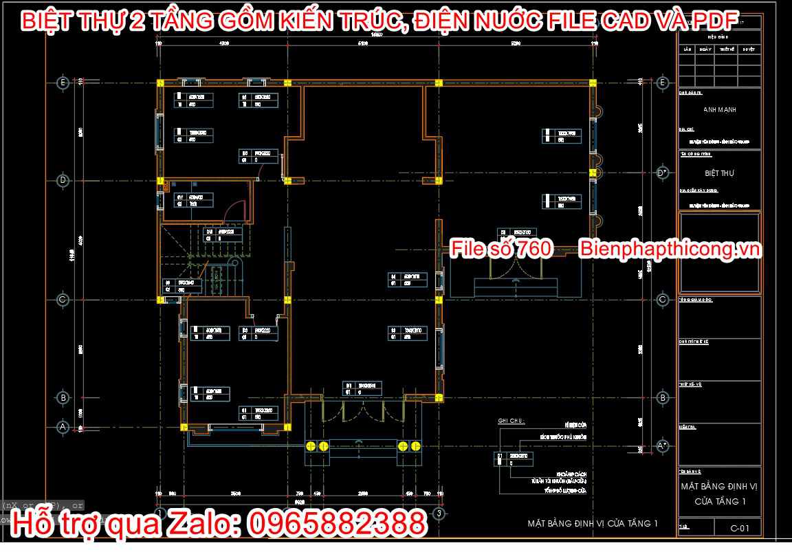 Mặt bằng định vị cửa biệt thự.