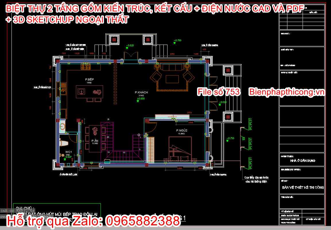 Tải mẫu biệt thự 2 tầng full 8,4m x 12m.