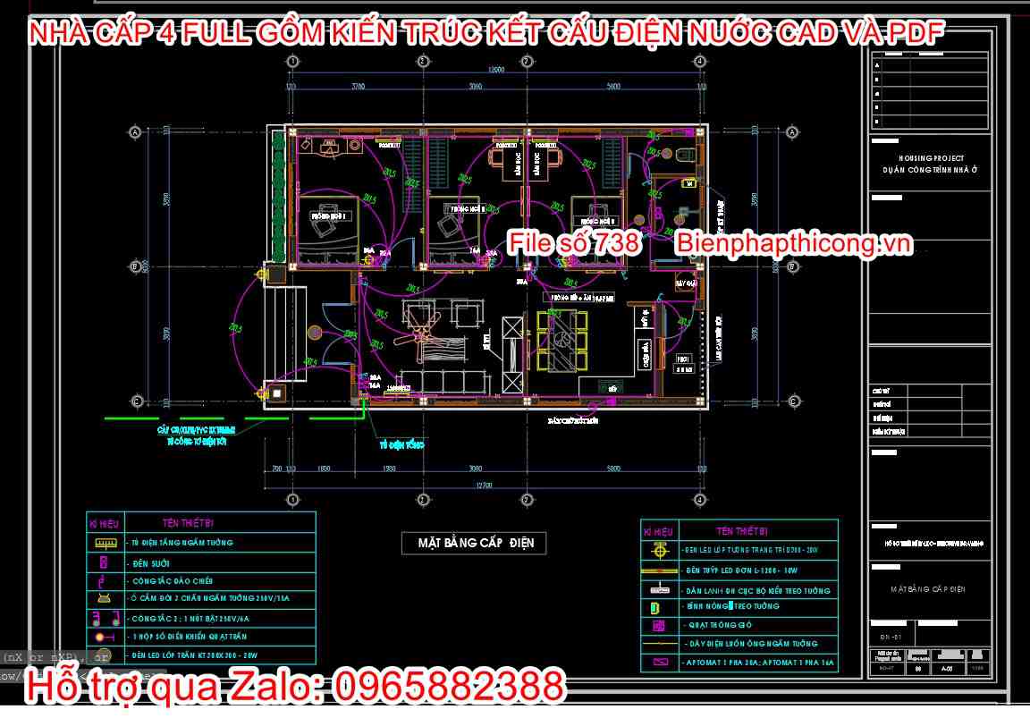 Bản vẽ cấp điện nước nhà cấp 4 đẹp.