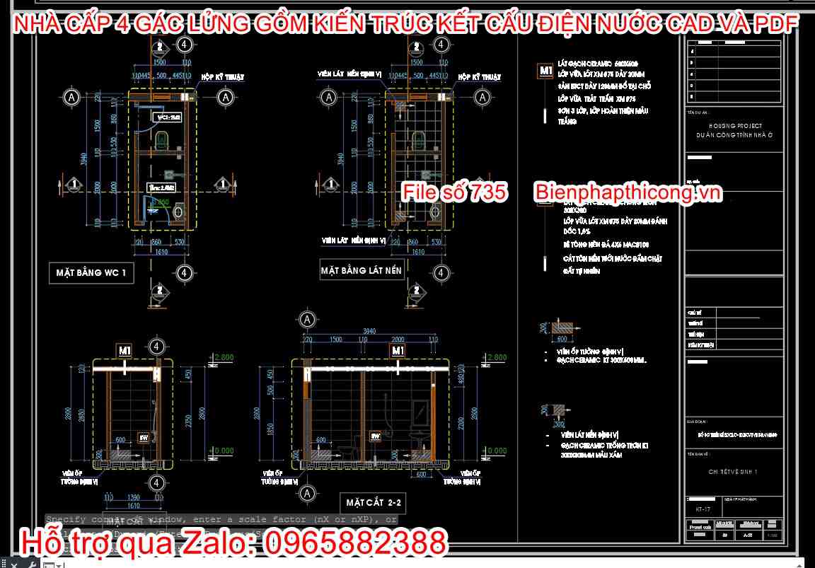 Bản vẽ thiết kế chi tiết nhà vệ sinh nhà cấp 4 sân vườn.
