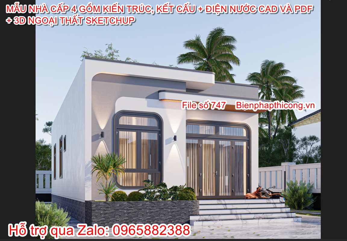 Hstk nhà cấp 4 hiện đại ngang 7m x 15m 3 ngủ.