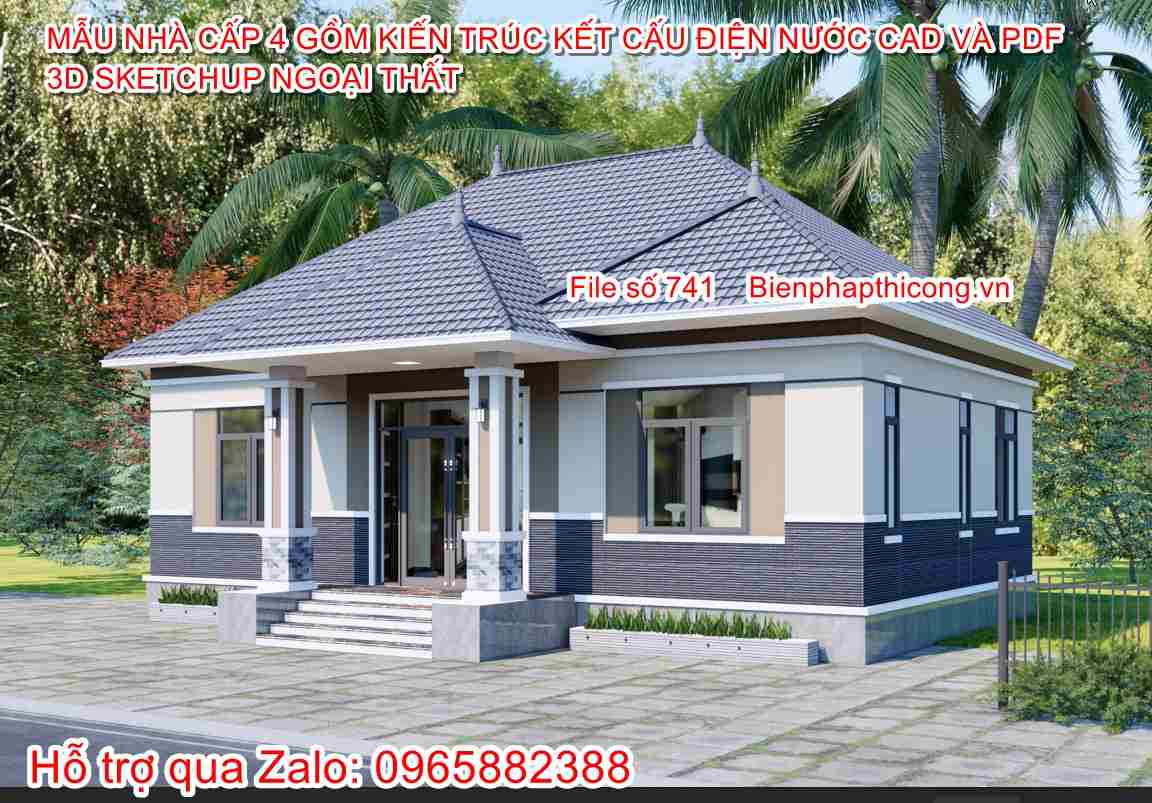 Thiết kế mặt tiền nhà cấp 4 700 triệu đến 900 triệu.