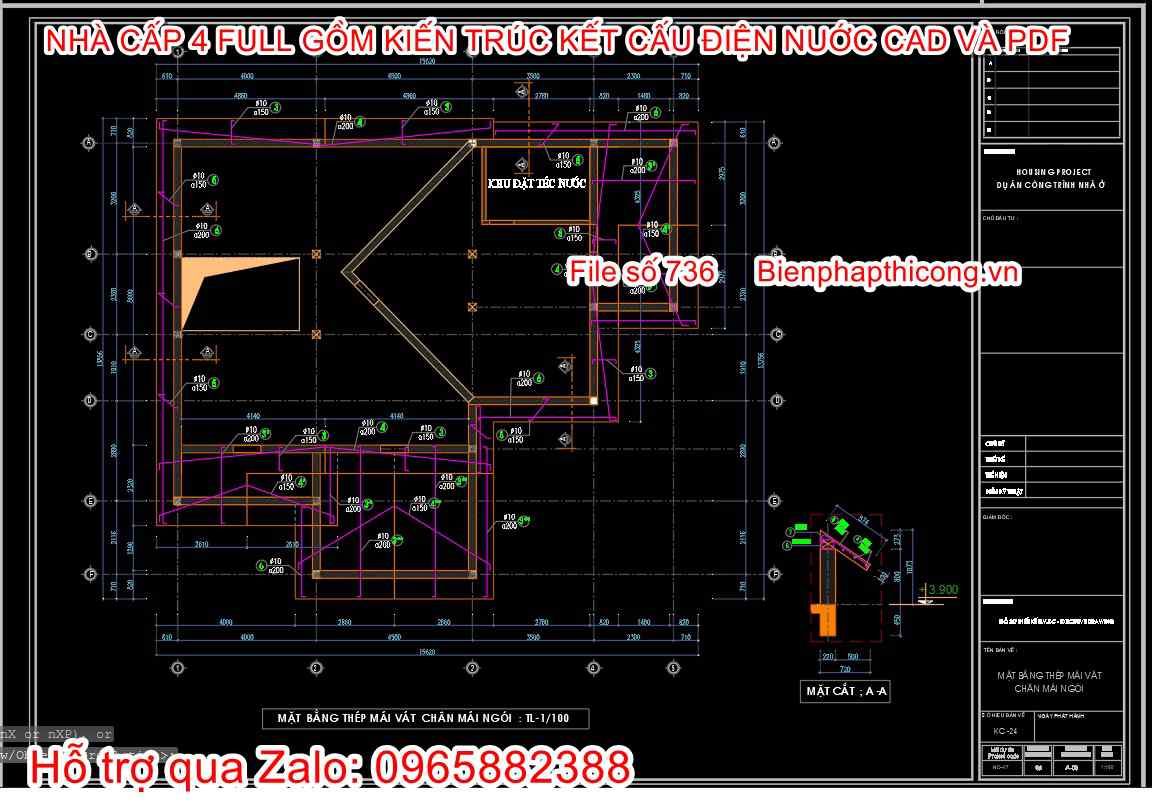 Bản vẽ thiết kế thép sàn nhà cấp 4.