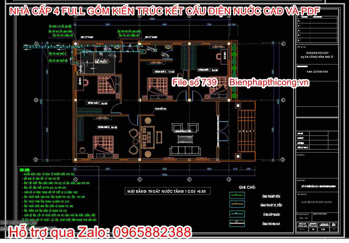 Tải bản vẽ thoát nước nhà cấp 4 150m2 đẹp.