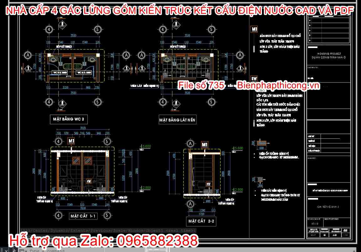 Thiết kế chi tiết nhà vệ sinh nhà cấp 4 mái thái.