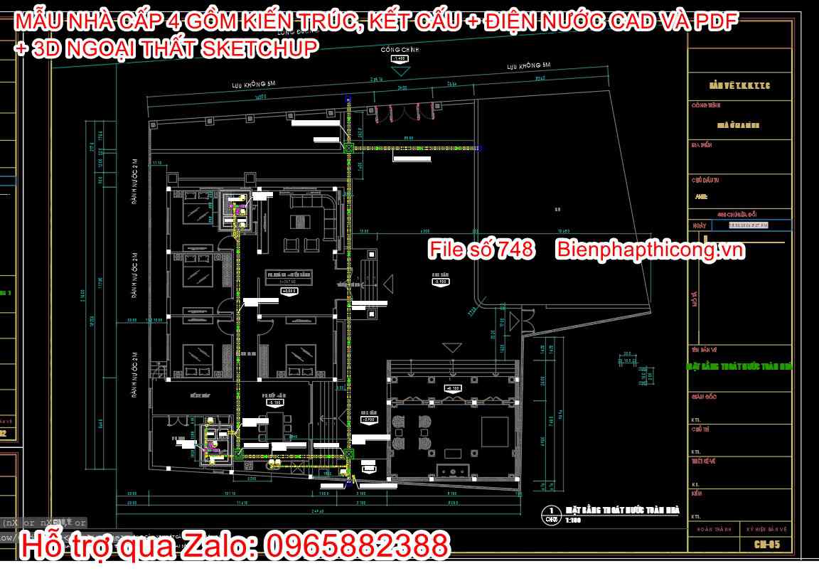 Bản vẽ cấp thoát nước nhà cấp 4 đẹp.